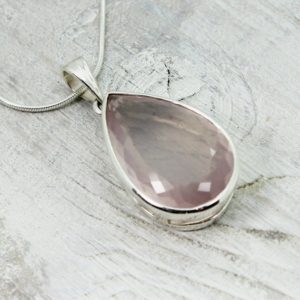 Shop Rose Quartz Pendants! Magical Rose Quartz pendant teardrop shape faceted cut stone genuine rose quartz on 925 sterling silver nickel free large size top quality | Natural genuine Rose Quartz pendants. Buy crystal jewelry, handmade handcrafted artisan jewelry for women.  Unique handmade gift ideas. #jewelry #beadedpendants #beadedjewelry #gift #shopping #handmadejewelry #fashion #style #product #pendants #affiliate #ad