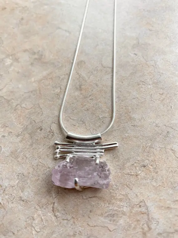 Raw Pink Rose Quartz Pendant // Rose Quartz // Pink Stone Necklace // Jewelry Gift For Her