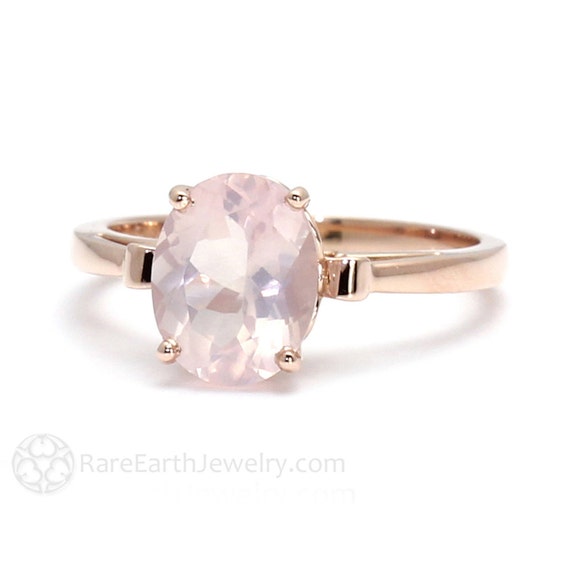 Rose Gold Ring Rose Quartz Ring Fleur De Lis Ring 14k Or 18k Gold Pastel Pink Gemstone Ring