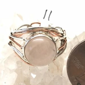 Shop Rose Quartz Rings! Rose Quartz Ring Size 11 | Natural genuine Rose Quartz rings, simple unique handcrafted gemstone rings. #rings #jewelry #shopping #gift #handmade #fashion #style #affiliate #ad