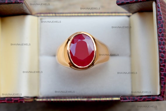 Ruby Ring, 22k Gold Fill, 925 Solid Sterling Silver Ring, Man Ring, Women Ring, Birthstone Ring, Red Ruby Ring, Gemstone Ring