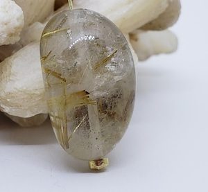 Shop Rutilated Quartz Chip & Nugget Beads! 29.5ct. Natural Golden Rutilated Quartz Smooth Nugget Bead, 23.5mm x 14.9mm x 11.9mm High Energy Quality Brazilian Free Form Rutile Bead | Natural genuine chip Rutilated Quartz beads for beading and jewelry making.  #jewelry #beads #beadedjewelry #diyjewelry #jewelrymaking #beadstore #beading #affiliate #ad