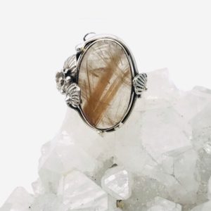 Shop Rutilated Quartz Rings! Golden Rutilated Quartz Ring, Size 8 | Natural genuine Rutilated Quartz rings, simple unique handcrafted gemstone rings. #rings #jewelry #shopping #gift #handmade #fashion #style #affiliate #ad
