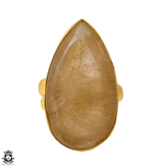 Size 8.5 - Size 10 Rutile Quartz Ring Meditation Ring 24k Gold Ring Gpr1711