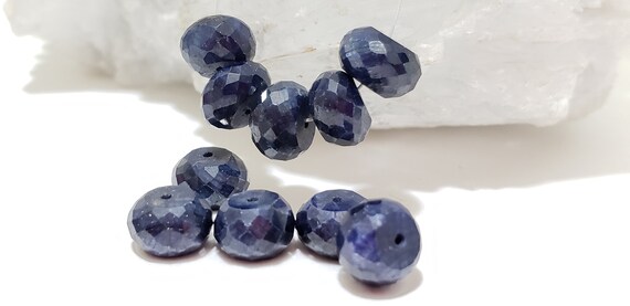 4ct. Natural Blue Sapphire Faceted Rondelle Bead Around 8.3mm X 5.9mm, Quality Natural Untreated Blue Sapphire Genuine Corundum Rondelle