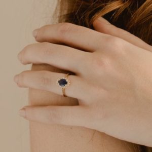 Blue Sapphire Engagement Ring | Oval Halo Ring | Blue Sapphire Ring | Blue Halo Engagement Ring | Blue Halo Ring [The Josephine Ring] | Natural genuine Array rings, simple unique alternative gemstone engagement rings. #rings #jewelry #bridal #wedding #jewelryaccessories #engagementrings #weddingideas #affiliate #ad