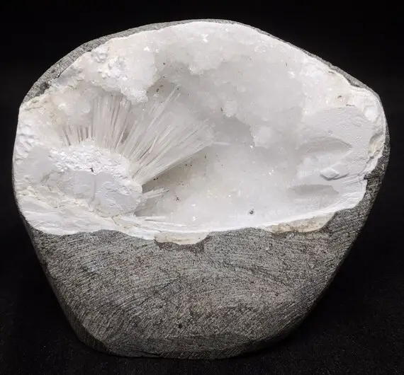 Aa+ Natural Rare Scolocite Spikes Flower With Scolecite Geodes, Display Pieces