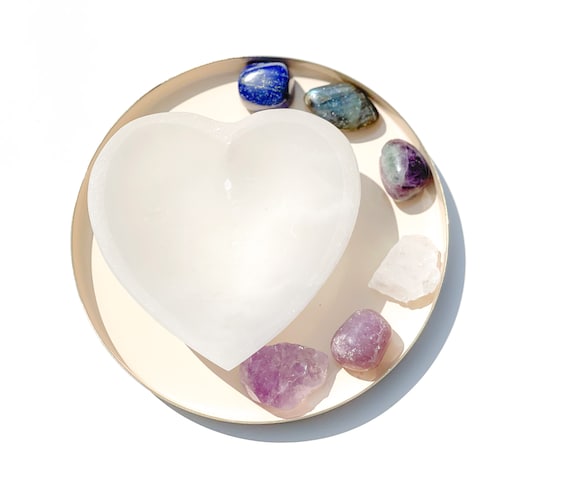 Pisces Crystals + Selenite Heart Bowl - Unlock Pisces Energy, Spiritual Awakening & Emotional Healing