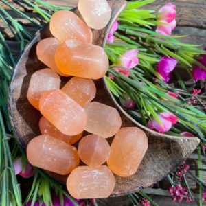 Orange Selenite, Peach Selenite, Selenite Tumble, Qty. 1 | Natural genuine stones & crystals in various shapes & sizes. Buy raw cut, tumbled, or polished gemstones for making jewelry or crystal healing energy vibration raising reiki stones. #crystals #gemstones #crystalhealing #crystalsandgemstones #energyhealing #affiliate #ad
