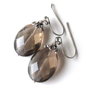 Shop Smoky Quartz Earrings! Smokey Quartz Sterling Silver Earrings Natural Gemstone Bohemian Statement Oval Dangle Drops Birthday Anniversary Mothers Day Gift 5954 | Natural genuine Smoky Quartz earrings. Buy crystal jewelry, handmade handcrafted artisan jewelry for women.  Unique handmade gift ideas. #jewelry #beadedearrings #beadedjewelry #gift #shopping #handmadejewelry #fashion #style #product #earrings #affiliate #ad