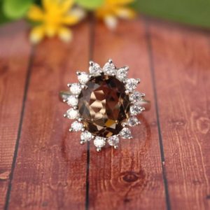 Shop Smoky Quartz Rings! Smoky Quartz Ring, Art Deco Ring, Delicate Statement Ring, Cluster Stacking Ring, 925 Sterling Silver, Alternative Engagement Ring, gift her | Natural genuine Smoky Quartz rings, simple unique alternative gemstone engagement rings. #rings #jewelry #bridal #wedding #jewelryaccessories #engagementrings #weddingideas #affiliate #ad