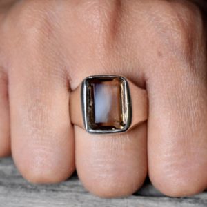 Shop Smoky Quartz Jewelry! Smoky Quartz Ring , Signet Ring , 925 Sterling Silver , Unisex Ring , Man Ring , Faceted Smoky Quartz Gemstone , Quartz Silver Ring | Natural genuine Smoky Quartz jewelry. Buy crystal jewelry, handmade handcrafted artisan jewelry for women.  Unique handmade gift ideas. #jewelry #beadedjewelry #beadedjewelry #gift #shopping #handmadejewelry #fashion #style #product #jewelry #affiliate #ad