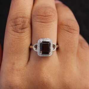 Smoky Quartz Ring/Vintage Ring/ Cushion cut Ring/Boho style ring/Brown Quartz Ring/Statement Ring 925 silver/Delicate Handmade ring/ giftmom Smoky Quartz Ring/Vintage Ring/ Cushion cut Ring/Boho style ring/Brown Quartz Ring/Statement Ring 925 silver/Delicate Handmade ring/ giftmom