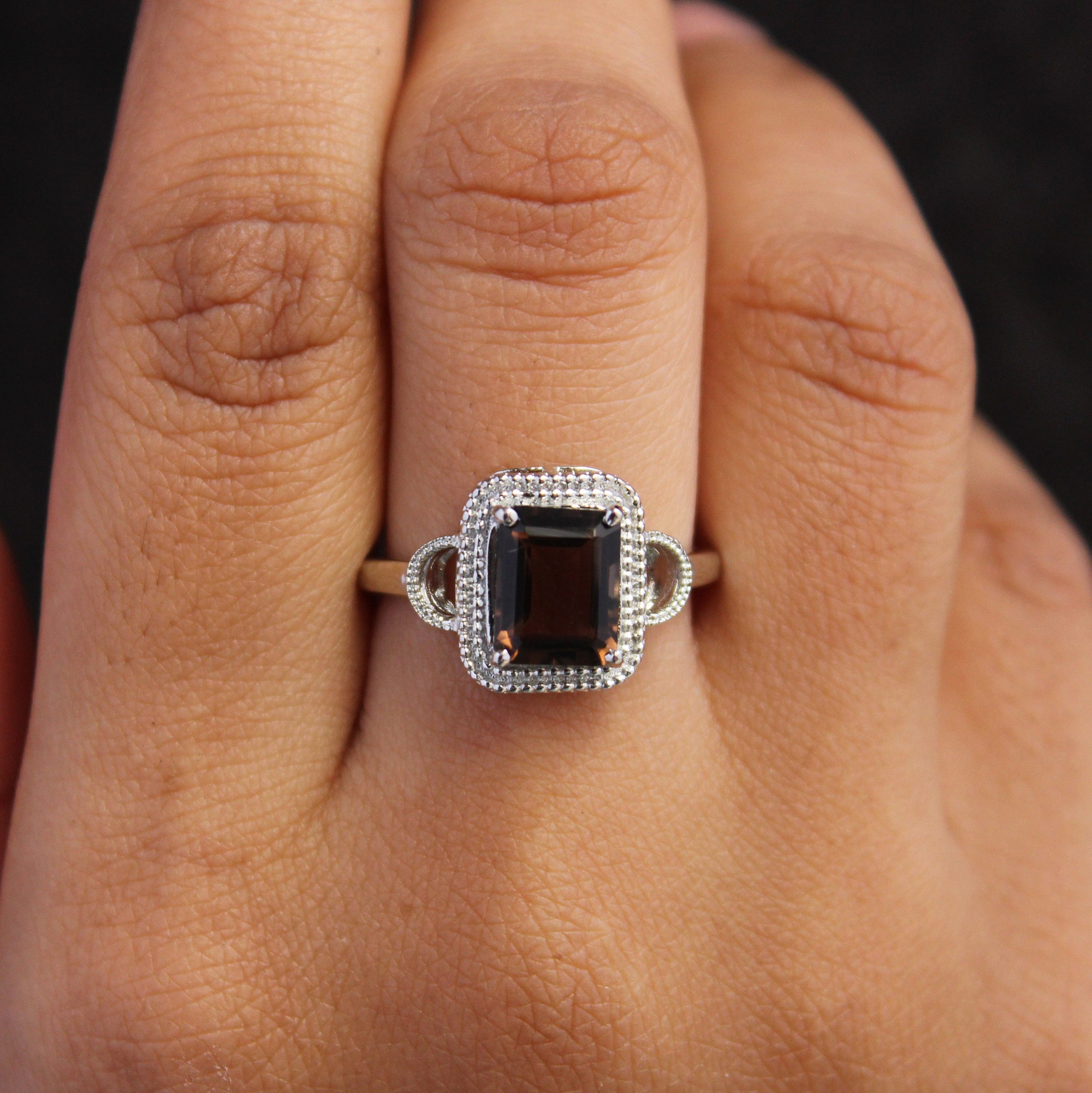 Smoky Quartz Ring/vintage Ring/ Cushion Cut Ring/boho Style Ring/brown Quartz Ring/statement Ring 925 Silver/delicate Handmade Ring/ Giftmom