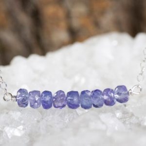 Shop Tanzanite Necklaces! Tanzanite Bar Necklace In Silver Or Gold – Blue Gift Wife – Blue Chakra Jewelry – December Birthstone | Natural genuine Tanzanite necklaces. Buy crystal jewelry, handmade handcrafted artisan jewelry for women.  Unique handmade gift ideas. #jewelry #beadednecklaces #beadedjewelry #gift #shopping #handmadejewelry #fashion #style #product #necklaces #affiliate #ad