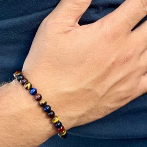 Shop Tiger Eye Bracelets! Blue Yellow Red natural Tiger eye 6 mm bracelet | Natural genuine Tiger Eye bracelets. Buy crystal jewelry, handmade handcrafted artisan jewelry for women.  Unique handmade gift ideas. #jewelry #beadedbracelets #beadedjewelry #gift #shopping #handmadejewelry #fashion #style #product #bracelets #affiliate #ad