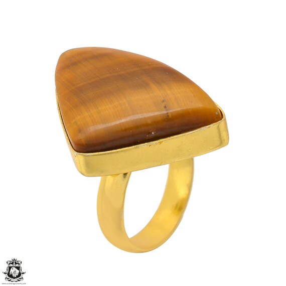 Size 9.5 - Size 11 Tiger's Eye Ring Meditation Ring 24k Gold Ring Gpr1728