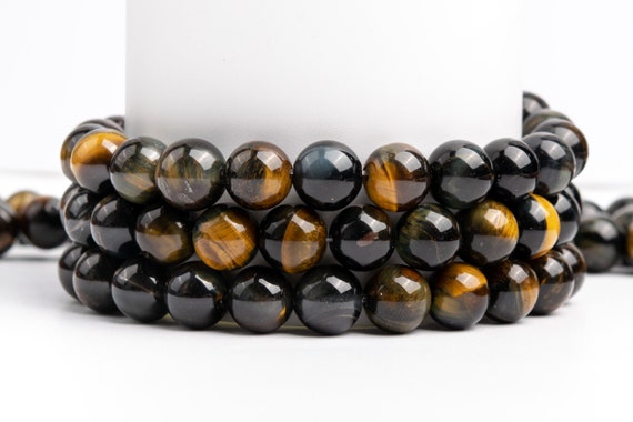Natural Yellow Blue Tiger Eye Gemstone Grade Aaa Round 10mm Loose Beads