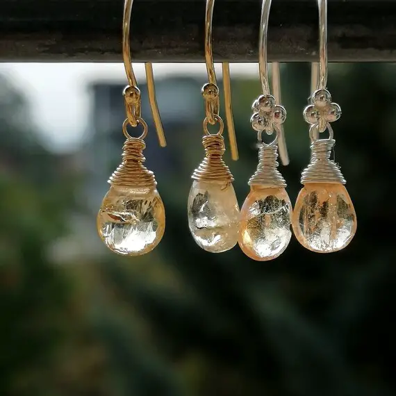 Natural Imperial Topaz Earrings Dainty Gold/silver Earrings Topaz Jewelry November Birthstone