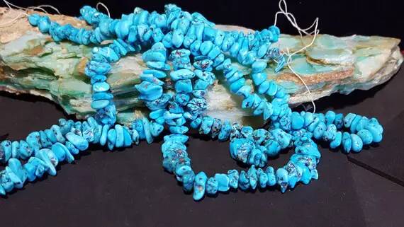 Sleeping Beauty Turquoise Chip Beads 16 In. Strand Natural Blue Turquoise From The Sleeping Beauty Mine Arizona, Pebble Beads, Aa Quality