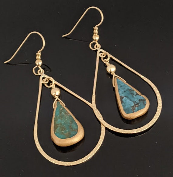 Gold-filled And Turquoise Earrings