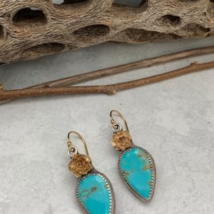Shop Turquoise Earrings! Kingman Turquoise Succulent Earrings | Natural genuine Turquoise earrings. Buy crystal jewelry, handmade handcrafted artisan jewelry for women.  Unique handmade gift ideas. #jewelry #beadedearrings #beadedjewelry #gift #shopping #handmadejewelry #fashion #style #product #earrings #affiliate #ad