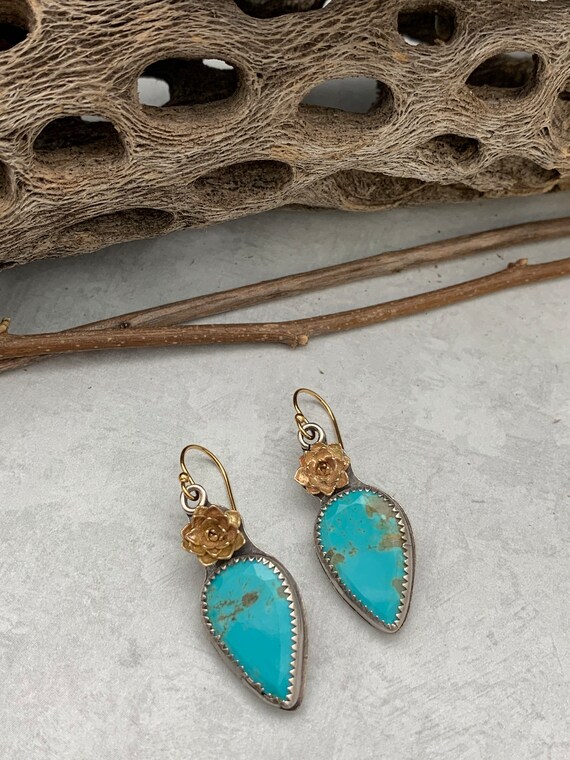 Kingman Turquoise Succulent Earrings