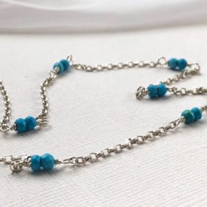 Shop Turquoise Necklaces! Delicate silver and Turquoise choker necklace for summer, December birthstone necklace, Silver choker | Natural genuine Turquoise necklaces. Buy crystal jewelry, handmade handcrafted artisan jewelry for women.  Unique handmade gift ideas. #jewelry #beadednecklaces #beadedjewelry #gift #shopping #handmadejewelry #fashion #style #product #necklaces #affiliate #ad