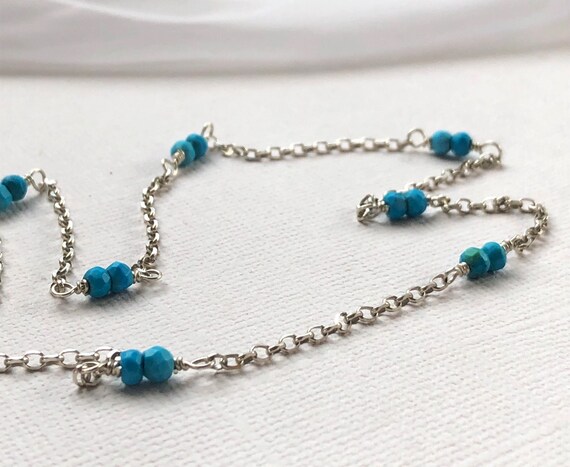 Delicate Silver And Turquoise Choker Necklace For Summer, December Birthstone Necklace, Silver Choker