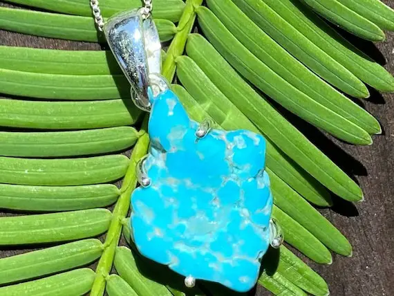Natural Turquoise And 925 Silver Healing Stone Necklace With Positive Healing Energy!