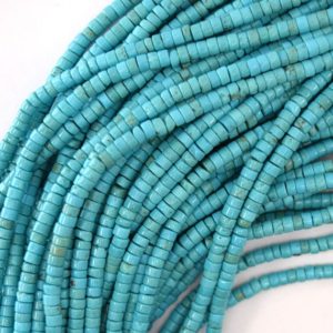 Shop Turquoise Beads! 4mm blue turquoise heishi disc beads 15.5" strand | Natural genuine beads Turquoise beads for beading and jewelry making.  #jewelry #beads #beadedjewelry #diyjewelry #jewelrymaking #beadstore #beading #affiliate #ad