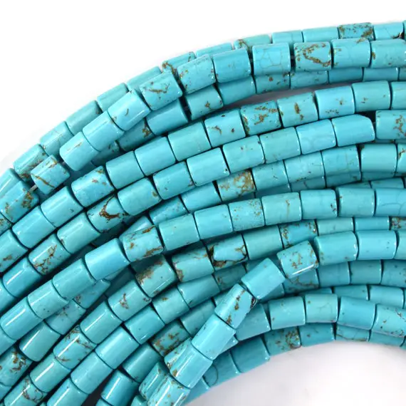 6x8mm Blue Turquoise Tube Beads 15.5" Strand 8mm