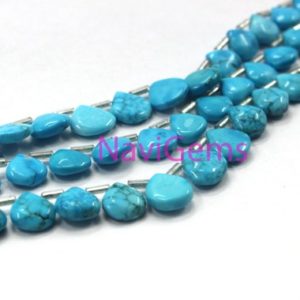 Best Quality 1 Strand Natural Turquoise Heart Shape Briolette 7-9 MM Beads , Smooth Heart Turquoise, 16 Pieces Strand Smooth Heart Beads | Natural genuine other-shape Gemstone beads for beading and jewelry making.  #jewelry #beads #beadedjewelry #diyjewelry #jewelrymaking #beadstore #beading #affiliate #ad