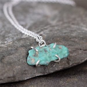 Shop Turquoise Pendants! Turquoise Pendant – Rough, Raw Turquoise Necklace – Turquoise Nugget – Sterling Silver Handmade Jewellery – Blue Gemstone | Natural genuine Turquoise pendants. Buy crystal jewelry, handmade handcrafted artisan jewelry for women.  Unique handmade gift ideas. #jewelry #beadedpendants #beadedjewelry #gift #shopping #handmadejewelry #fashion #style #product #pendants #affiliate #ad