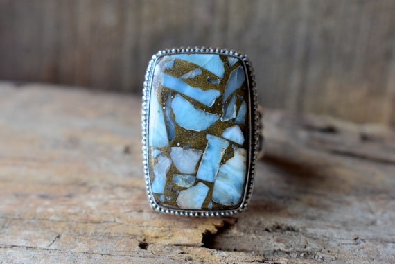 Antique Mohave Turquoise Ring, 925 Sterling Silver, Birthstone Ring, Women Ring, Jewelry For Women, Silver Ring, Gift For Her 17