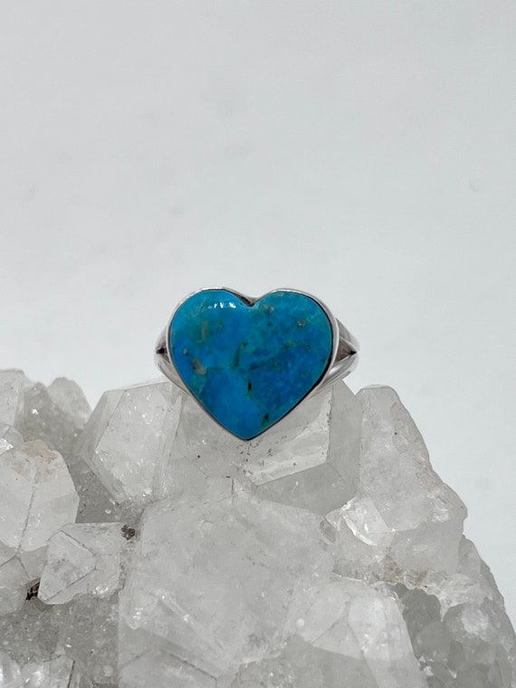 Blue Turquoise Heart Ring, Size 9