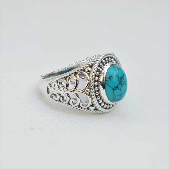 Natural Turquoise Ring, Handmade Ring For Gift, 925 Sterling Silver Ring, Oval Designer Ring, December Birthstone, Promise Ring
