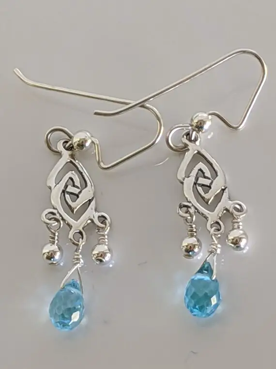 Sterling Silver And Rare Blue Zircon Earrings