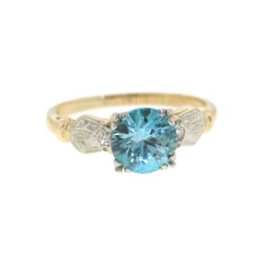 Shop Zircon Rings! Vintage Blue Zircon Ring, Mid Century Blue Zircon Ring, Yellow Gold December Birthstone Ring | Natural genuine Zircon rings, simple unique handcrafted gemstone rings. #rings #jewelry #shopping #gift #handmade #fashion #style #affiliate #ad