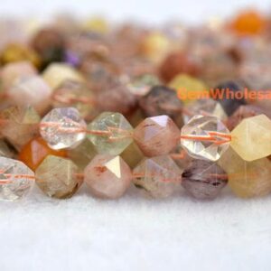 Rutilated Quartz Faceted Beads