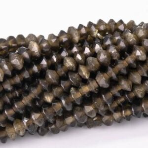 Golden Obsidian Rondelle Beads