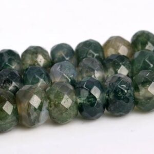 Moss Agate Rondelle Beads