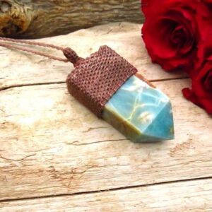 Caribbean Calcite Macrame Necklace, Crystal Point, Transformational Gift, Crystal Pendant, For The Boho Beauty