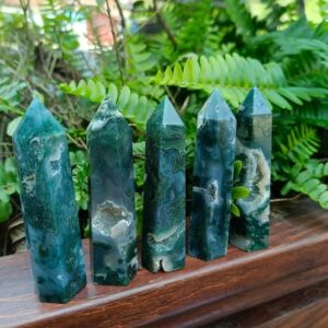 Moss Agate Points & Wands Moss Agate Points & Wands