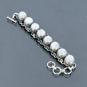 Rainbow Moonstone Bracelet: Handmade 925 Sterling Silver Adjustable Chain