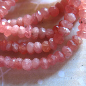 Rhodochrosite Rondelle Beads
