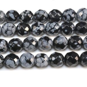 Snowflake Obsidian Faceted Beads