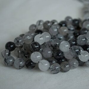 Tourmalinated Quartz Round Beads