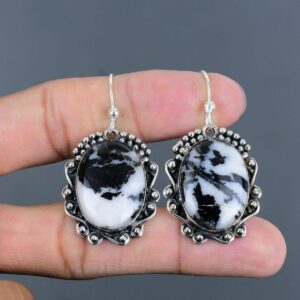 White Buffalo Turquoise Earrings: Handmade 925 Sterling Silver Boho Jewelry
