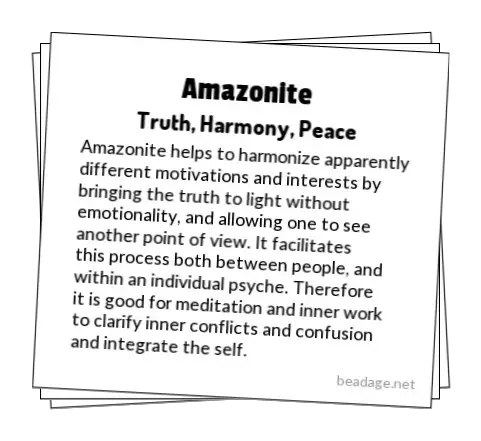Amazonite Printable Gemstone Properties Cards
